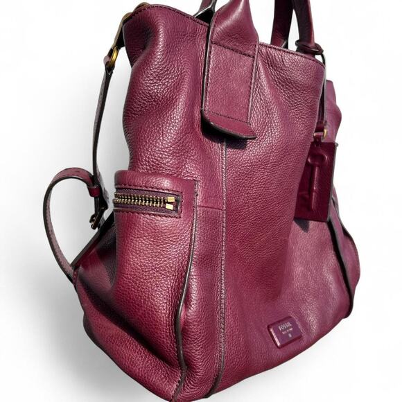 Fossil burgundy emerson satchel leather bag - Picture 3 of 7